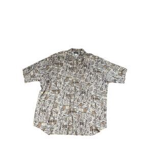 Triumph of California XXL Abstract Print Button-Up‎ Shirt Vintage Retro Style